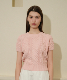 Cable Cotton Round Half Knit (pink)