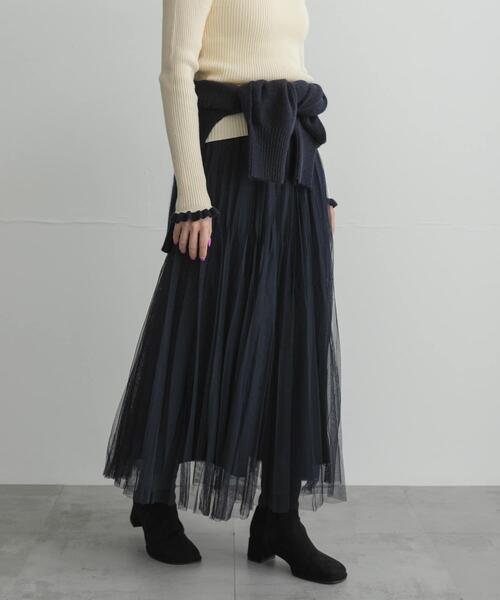 URBAN RESEARCH Sonny Label(アーバンリサーチサニーレーベル)の「『WEB限定』チュールプリーツイージースカート(スカート・レディース・チャコールグレー/ネイビー/ブラウン・FREE)」の1枚目の写真