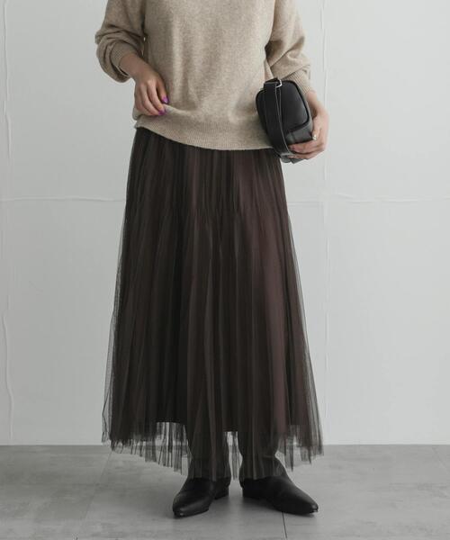 URBAN RESEARCH Sonny Label(アーバンリサーチサニーレーベル)の「『WEB限定』チュールプリーツイージースカート(スカート・レディース・チャコールグレー/ネイビー/ブラウン・FREE)」の3枚目の写真