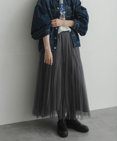 URBAN RESEARCH Sonny Label(アーバンリサーチサニーレーベル)の「『WEB限定』チュールプリーツイージースカート(スカート・レディース・チャコールグレー/ネイビー/ブラウン・FREE)」の2枚目の写真