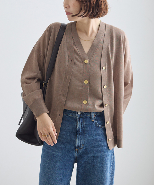 journal standard L'essage(ジャーナルスタンダードレサージュ)の「《手洗い可》ATACAMAシアーカーディガン(カーディガン/ボレロ・レディース・ライトグレー/ブラウン系その他/グリーン・FREE)」の1枚目の写真