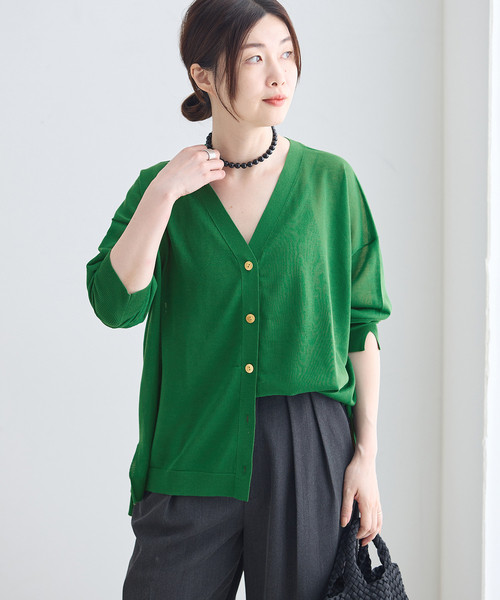 journal standard L'essage(ジャーナルスタンダードレサージュ)の「《手洗い可》ATACAMAシアーカーディガン(カーディガン/ボレロ・レディース・ライトグレー/ブラウン系その他/グリーン・FREE)」の3枚目の写真