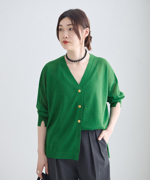 journal standard L'essage(ジャーナルスタンダードレサージュ)の「《手洗い可》ATACAMAシアーカーディガン(カーディガン/ボレロ・レディース・ライトグレー/ブラウン系その他/グリーン・FREE)」の5枚目の写真