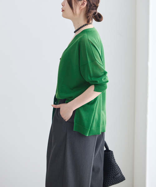 journal standard L'essage(ジャーナルスタンダードレサージュ)の「《手洗い可》ATACAMAシアーカーディガン(カーディガン/ボレロ・レディース・ライトグレー/ブラウン系その他/グリーン・FREE)」の6枚目の写真