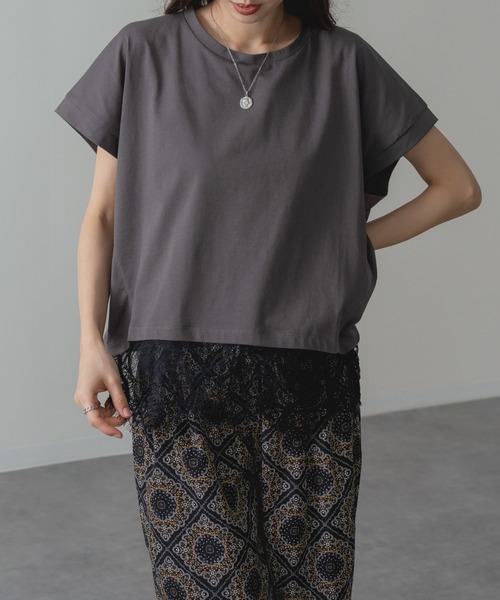 ANNA LUNA(アンナルナ)の「【ANNA LUNA】1枚で レイヤード 完成! 裾レース ドッキング カットソー(Tシャツ/カットソー・レディース・ブラウン/ブラック/チャコールグレー・MEDIUM)」の9枚目の写真
