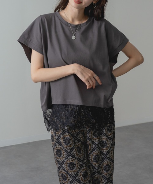 ANNA LUNA(アンナルナ)の「【ANNA LUNA】1枚で レイヤード 完成! 裾レース ドッキング カットソー(Tシャツ/カットソー・レディース・ブラウン/ブラック/チャコールグレー・MEDIUM)」の10枚目の写真