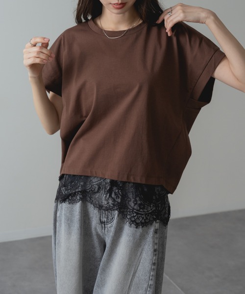 ANNA LUNA(アンナルナ)の「【ANNA LUNA】1枚で レイヤード 完成! 裾レース ドッキング カットソー(Tシャツ/カットソー・レディース・ブラウン/ブラック/チャコールグレー・MEDIUM)」の14枚目の写真