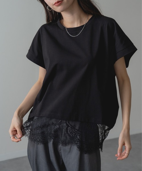 ANNA LUNA(アンナルナ)の「【ANNA LUNA】1枚で レイヤード 完成! 裾レース ドッキング カットソー(Tシャツ/カットソー・レディース・ブラウン/ブラック/チャコールグレー・MEDIUM)」の17枚目の写真