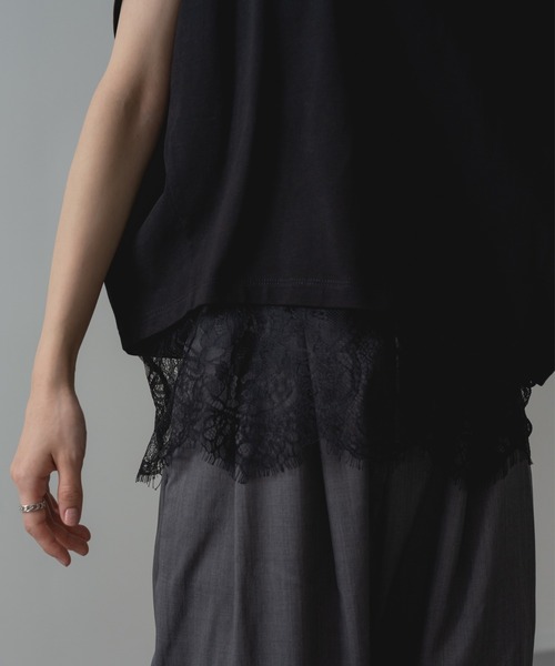 ANNA LUNA(アンナルナ)の「【ANNA LUNA】1枚で レイヤード 完成! 裾レース ドッキング カットソー(Tシャツ/カットソー・レディース・ブラウン/ブラック/チャコールグレー・MEDIUM)」の8枚目の写真