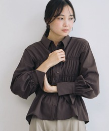 【ONかわ】シャーリングペプラムシャツ