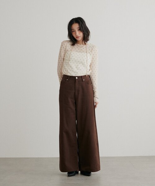 DISCOAT(ディスコート)の「柄アソートチュールロングスリーブ(Tシャツ/カットソー・レディース・アイボリー/サックスブルー/オフホワイト/ベージュ・FREE)」の10枚目の写真