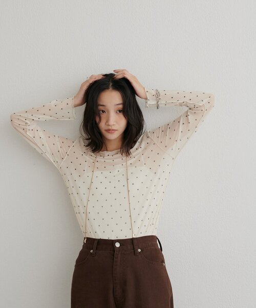 DISCOAT(ディスコート)の「柄アソートチュールロングスリーブ(Tシャツ/カットソー・レディース・アイボリー/サックスブルー/オフホワイト/ベージュ・FREE)」の17枚目の写真