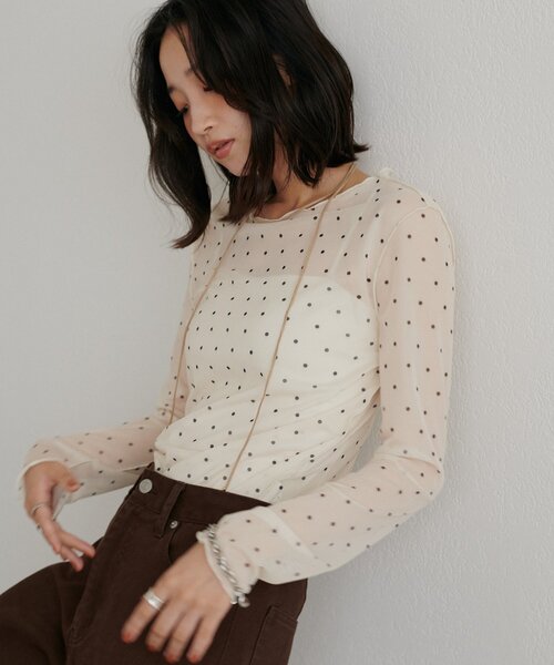 DISCOAT(ディスコート)の「柄アソートチュールロングスリーブ(Tシャツ/カットソー・レディース・アイボリー/サックスブルー/オフホワイト/ベージュ・FREE)」の19枚目の写真