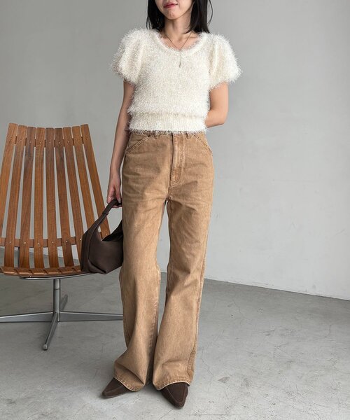 CAPRICIEUX LE'MAGE(カプリシューレマージュ)の「【前後2way】フェザーパフニット(Tシャツ/カットソー・レディース・ホワイト系その他/ミント/ブラウン・FREE)」の5枚目の写真