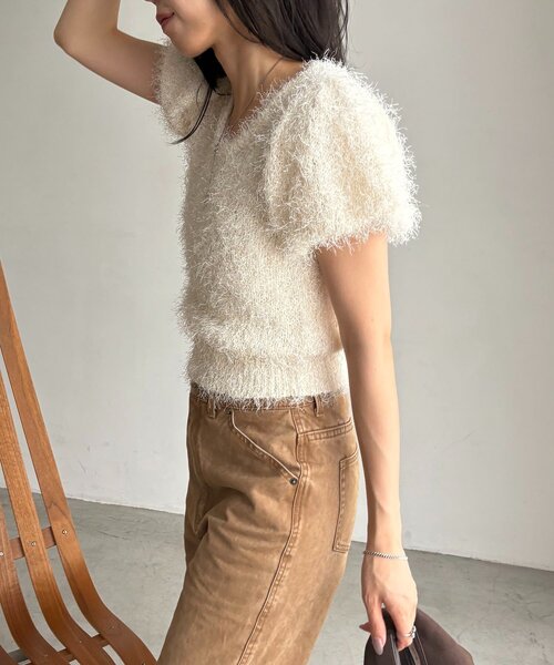 CAPRICIEUX LE'MAGE(カプリシューレマージュ)の「【前後2way】フェザーパフニット(Tシャツ/カットソー・レディース・ホワイト系その他/ミント/ブラウン・FREE)」の6枚目の写真