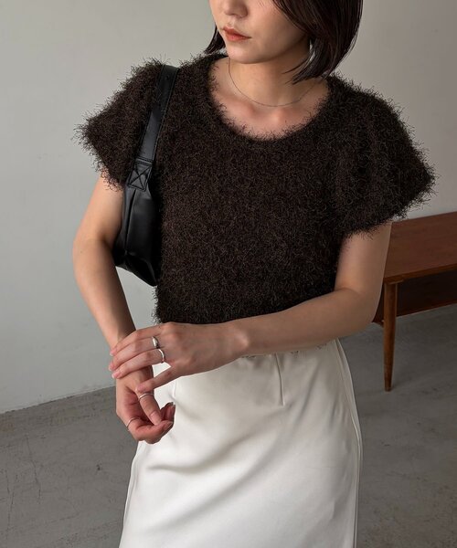 CAPRICIEUX LE'MAGE(カプリシューレマージュ)の「【前後2way】フェザーパフニット(Tシャツ/カットソー・レディース・ホワイト系その他/ミント/ブラウン・FREE)」の18枚目の写真