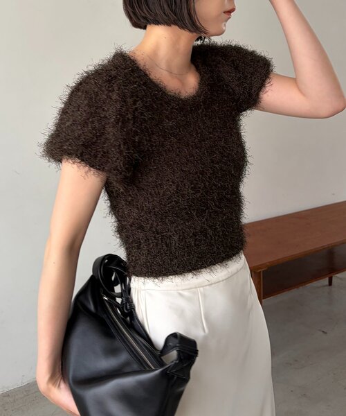 CAPRICIEUX LE'MAGE(カプリシューレマージュ)の「【前後2way】フェザーパフニット(Tシャツ/カットソー・レディース・ホワイト系その他/ミント/ブラウン・FREE)」の21枚目の写真