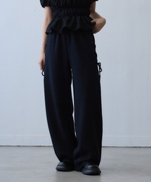 lace-up detail sweat wide pants / レースアップディテールスウェットワイドパンツ