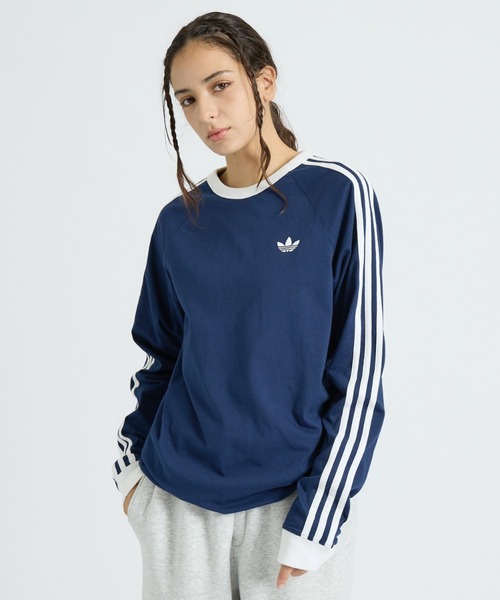 adidas(アディダス)の「【adidas originals/アディダスオリジナルス】THREE STRIPES 長袖Tシャツ / ユニセックス(Tシャツ/カットソー・メンズ・ホワイト/ダークネイビー/ブラック・M/XL/L)」の1枚目の写真