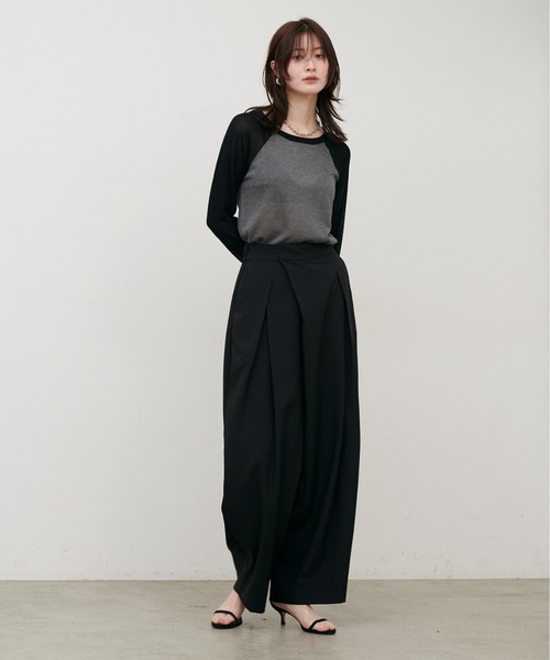 LARUTA(ラルータ)の「【LARUTA】アシメタックワイドパンツ(スラックス・レディース・チャコールグレー/ブラック/モカ・MEDIUM/LARGE)」の6枚目の写真