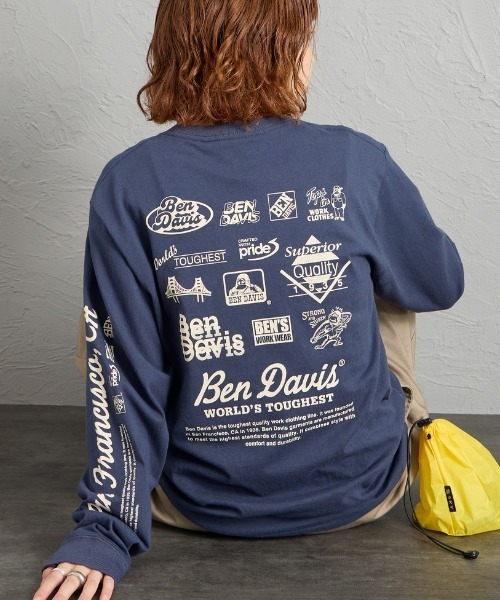 BEN DAVIS（ベンデイビス）の「【WEB限定】[BEN DAVIS/ベンデイビス] バックプリント ロングスリーブTシャツ（Tシャツ/カットソー・レディース・ブラック/ホワイト/ネイビー・M/L/XL）」の3枚目の写真