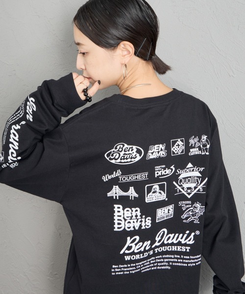 BEN DAVIS（ベンデイビス）の「【WEB限定】[BEN DAVIS/ベンデイビス] バックプリント ロングスリーブTシャツ（Tシャツ/カットソー・レディース・ブラック/ホワイト/ネイビー・M/L/XL）」の2枚目の写真