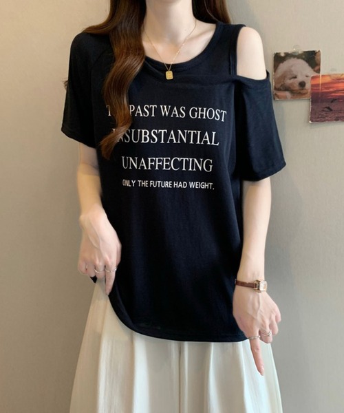Girly Doll(ガーリードール)の「フロントロゴカットアウトTシャツ(その他トップス・レディース・ネイビー/グレー/ホワイト・M/L)」の3枚目の写真