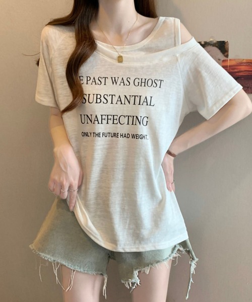 Girly Doll(ガーリードール)の「フロントロゴカットアウトTシャツ(その他トップス・レディース・ネイビー/グレー/ホワイト・M/L)」の2枚目の写真