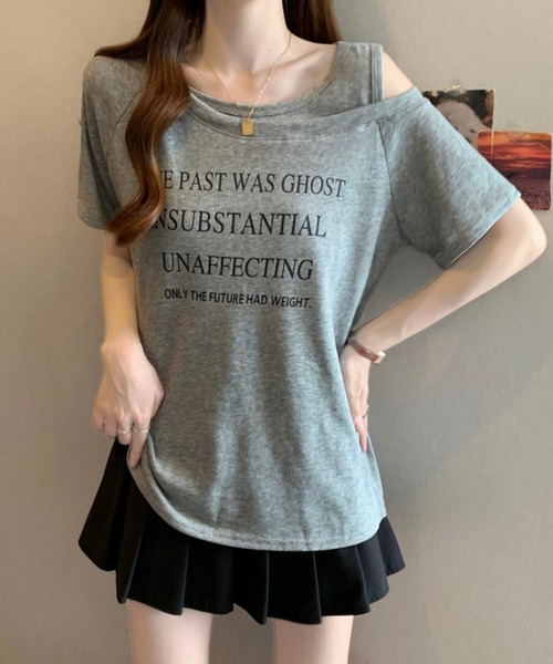 Girly Doll(ガーリードール)の「フロントロゴカットアウトTシャツ(その他トップス・レディース・ネイビー/グレー/ホワイト・M/L)」の5枚目の写真