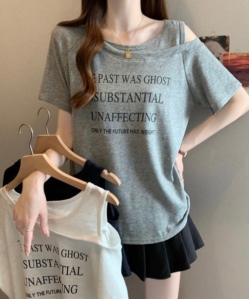 Girly Doll(ガーリードール)の「フロントロゴカットアウトTシャツ(その他トップス・レディース・ネイビー/グレー/ホワイト・M/L)」の11枚目の写真