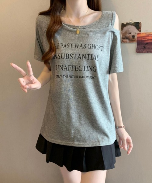 Girly Doll(ガーリードール)の「フロントロゴカットアウトTシャツ(その他トップス・レディース・ネイビー/グレー/ホワイト・M/L)」の7枚目の写真