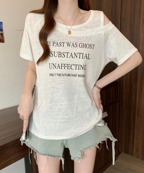 Girly Doll(ガーリードール)の「フロントロゴカットアウトTシャツ(その他トップス・レディース・ネイビー/グレー/ホワイト・M/L)」の12枚目の写真