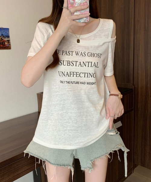 Girly Doll(ガーリードール)の「フロントロゴカットアウトTシャツ(その他トップス・レディース・ネイビー/グレー/ホワイト・M/L)」の15枚目の写真