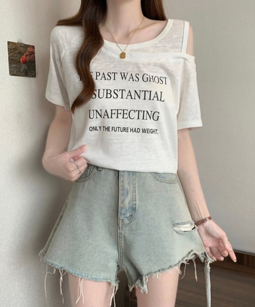 Girly Doll(ガーリードール)の「フロントロゴカットアウトTシャツ(その他トップス・レディース・ネイビー/グレー/ホワイト・M/L)」の18枚目の写真