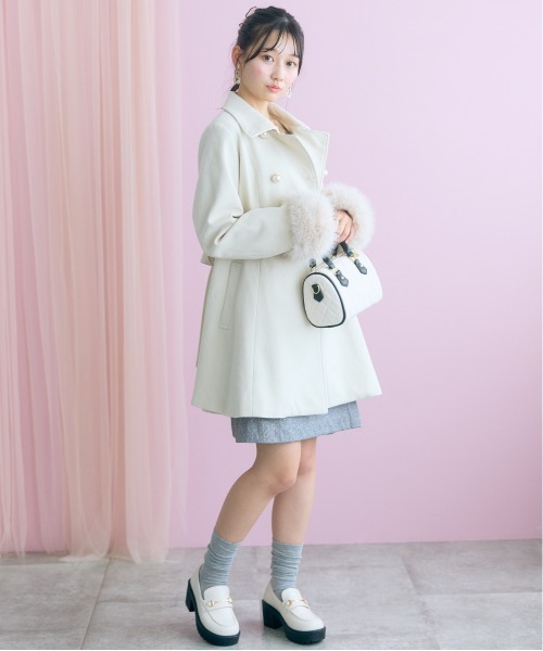 marun(マルン)の「<大きいサイズ>ヘリンボーンショート丈ラップデザイン風スカート marun(スカート・レディース・ベージュ/ブラック・4L/3L/LL/L/5L)」の10枚目の写真