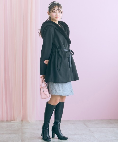 marun(マルン)の「<大きいサイズ>ヘリンボーンショート丈ラップデザイン風スカート marun(スカート・レディース・ベージュ/ブラック・4L/3L/LL/L/5L)」の14枚目の写真