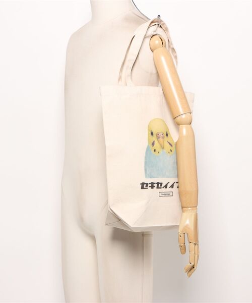 Moftique（モフティック）の「Moftique（モフティック） トートバッグ キャンバス マチ有 セキセイインコ ペット アニマルプリント Mサイズ ユニセックス（トートバッグ・レディース・ナチュラル・FREE）」の4枚目の写真