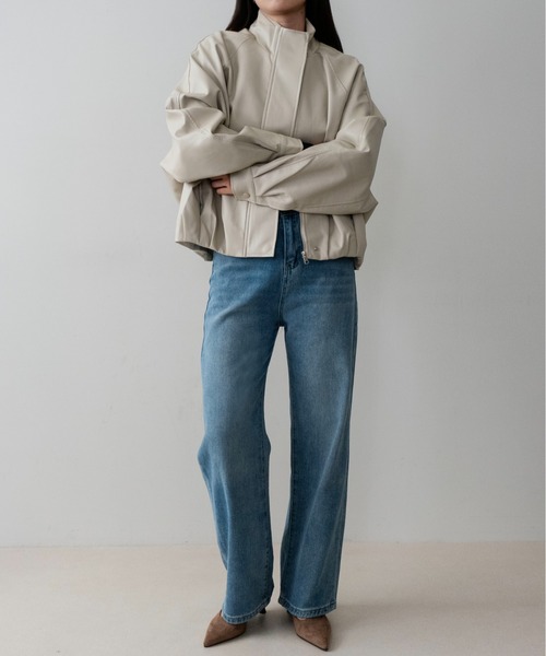 on:nue(オンニュ)の「【on:nue】フェイクレザースタンドカラータックブルゾン /26-27 AW COLLECTION(ブルゾン・レディース・アイボリー/ブラウン/ブラック・FREE)」の13枚目の写真