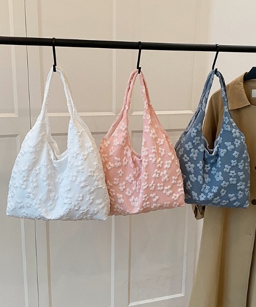Vipoa(ヴィポア)の「Flower jacquard bag(トートバッグ・レディース・ピンク/ホワイト/ブルー・FREE)」の5枚目の写真
