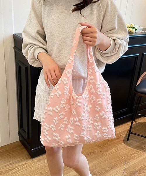 Vipoa(ヴィポア)の「Flower jacquard bag(トートバッグ・レディース・ピンク/ホワイト/ブルー・FREE)」の9枚目の写真
