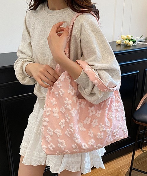 Vipoa(ヴィポア)の「Flower jacquard bag(トートバッグ・レディース・ピンク/ホワイト/ブルー・FREE)」の13枚目の写真