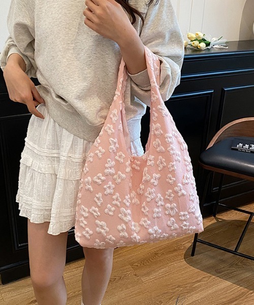 Vipoa(ヴィポア)の「Flower jacquard bag(トートバッグ・レディース・ピンク/ホワイト/ブルー・FREE)」の14枚目の写真