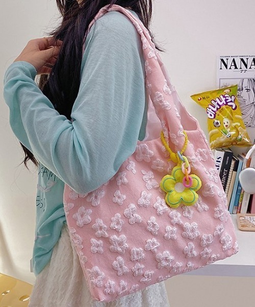 Vipoa(ヴィポア)の「Flower jacquard bag(トートバッグ・レディース・ピンク/ホワイト/ブルー・FREE)」の19枚目の写真