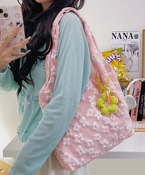Vipoa(ヴィポア)の「Flower jacquard bag(トートバッグ・レディース・ピンク/ホワイト/ブルー・FREE)」の18枚目の写真