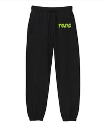 NOBOUND(ノーバウンド) スウェットパンツ メルティングTOXIC ロゴ ワンポイント プリント 裾シャーリング セミルーズシルエット 10.0オンス 裏毛 メンズ ストリート