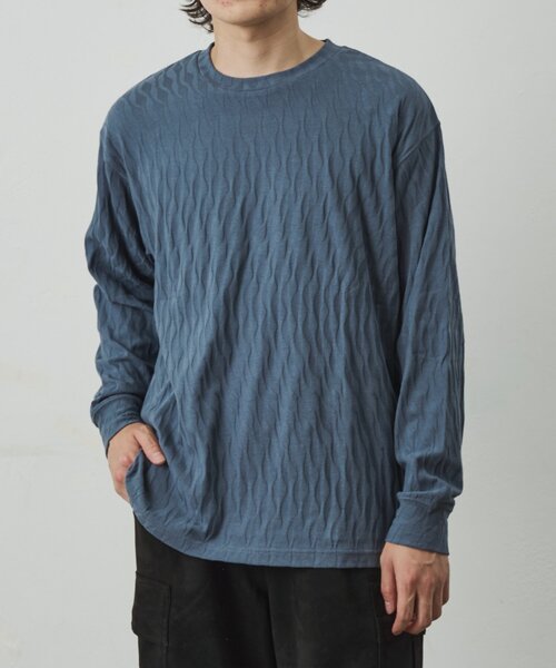 COLONY 2139(コロニートゥーワンスリーナイン)の「カットジャガードロンT(Tシャツ/カットソー・メンズ・ブラック/ブルー/ホワイト・LARGE/MEDIUM)」の6枚目の写真