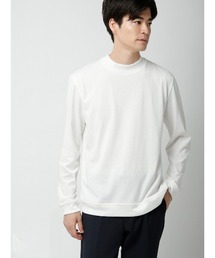 オフィT/モックネックTシャツ/長袖/ウォッシャブル/プレーティング天竺/無地