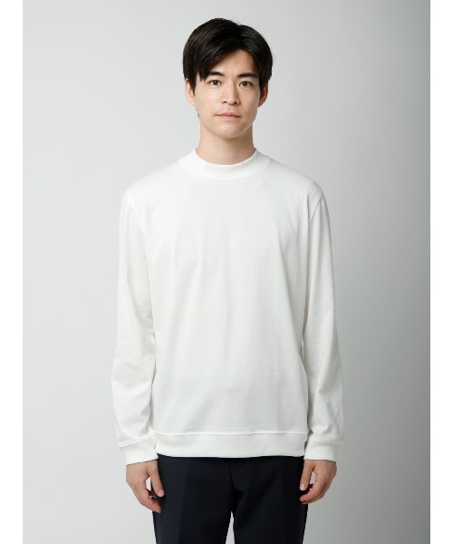 SUIT SQUARE(スーツスクエア)の「オフィT/モックネックTシャツ/長袖/ウォッシャブル/プレーティング天竺/無地(Tシャツ/カットソー・メンズ・ホワイト/グレー/ブラウン/ブラック・XX-LARGE/MEDIUM/SMALL/X-LARGE/LARGE)」の20枚目の写真