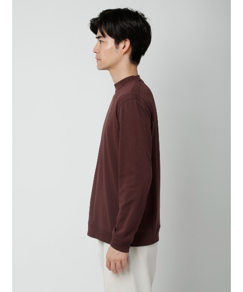 SUIT SQUARE(スーツスクエア)の「オフィT/モックネックTシャツ/長袖/ウォッシャブル/プレーティング天竺/無地(Tシャツ/カットソー・メンズ・ホワイト/グレー/ブラウン/ブラック・XX-LARGE/MEDIUM/SMALL/X-LARGE/LARGE)」の5枚目の写真