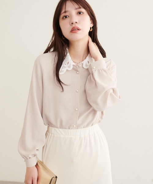 natural couture(ナチュラルクチュール)の「レース襟付きブラウス(シャツ/ブラウス・レディース・オフホワイト/ブラウン/ライトベージュ/ブラック・FREE)」の20枚目の写真